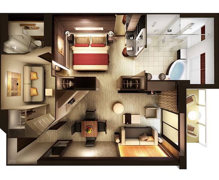 The Haven's 2-Bedroom Family Villa with Balcony Floor Plan on Norwegian Escape