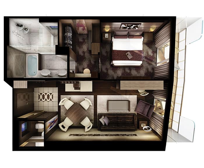 The Haven's Owners Suite Floor Plan on Norwegian Escape