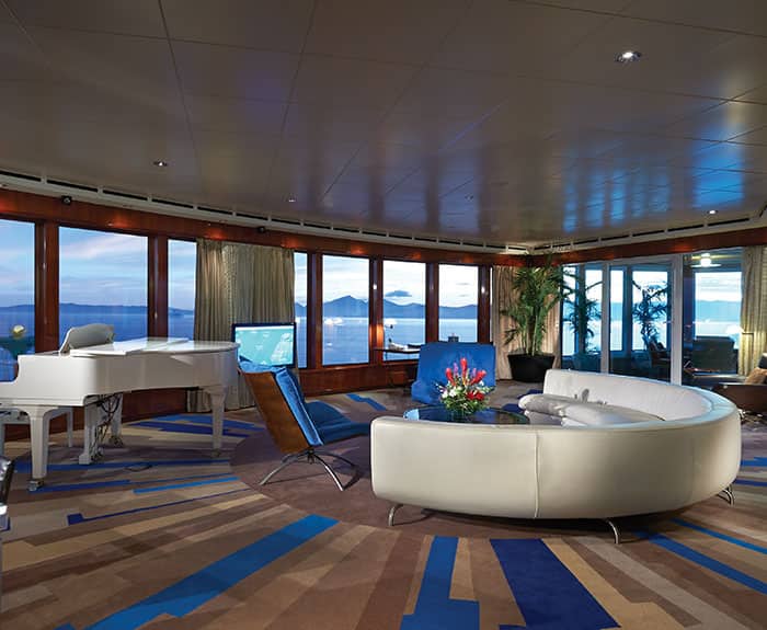 The Haven's 3-Bedroom Garden Villa Living Room on Norwegian Jewel
