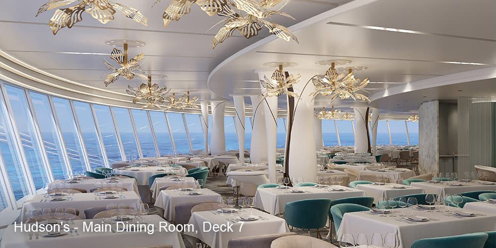 Hudson's Main Dining Room on Norwegian Prima Hudson's Main Dining Room on Norwegian Prima